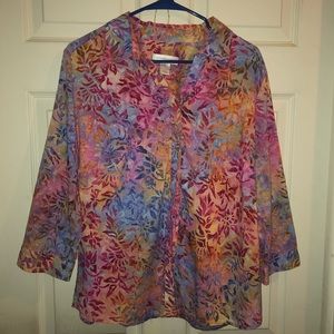 - - Christopher Banks size L, longsleeve, lightweight, floral, tie dye, …